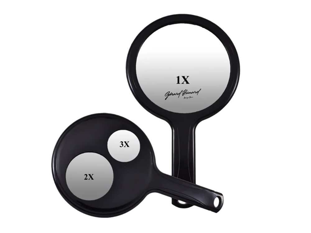 Must käsipeegel 1x, 2x ja 3x suurendustega.